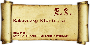 Rakovszky Klarissza névjegykártya